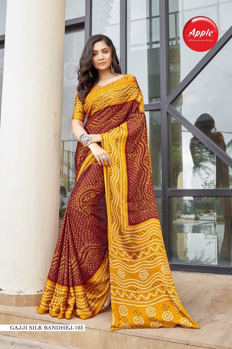 Gajji Silk Bandhej By Apple Bandhani Printed Sarees Wholesale Shop In Surat